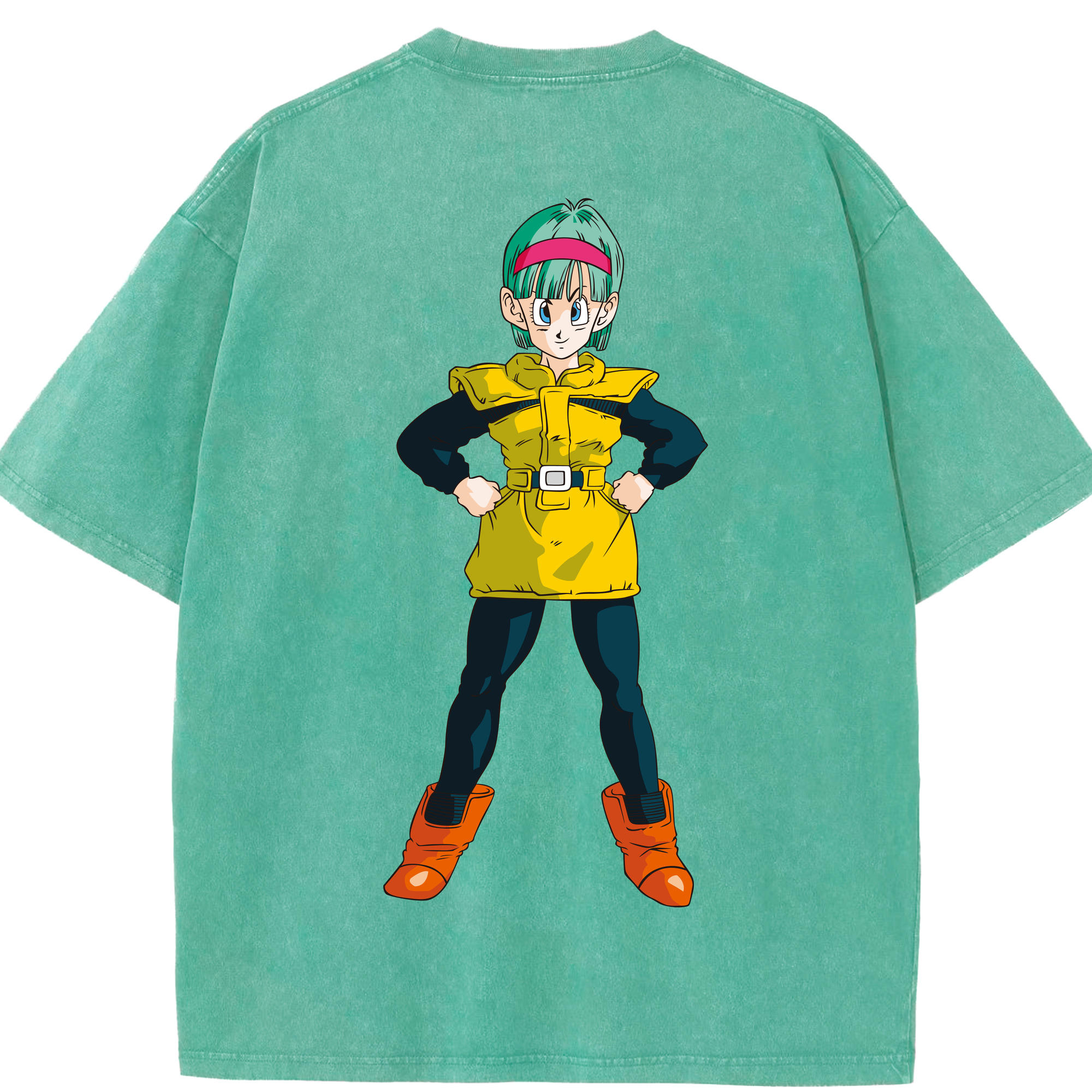（画像用） ドラゴンボール ブルマ DRAGON BALL Bulma 綿100% ヴィンテージ風 半袖Tシャツ（背面プリント）